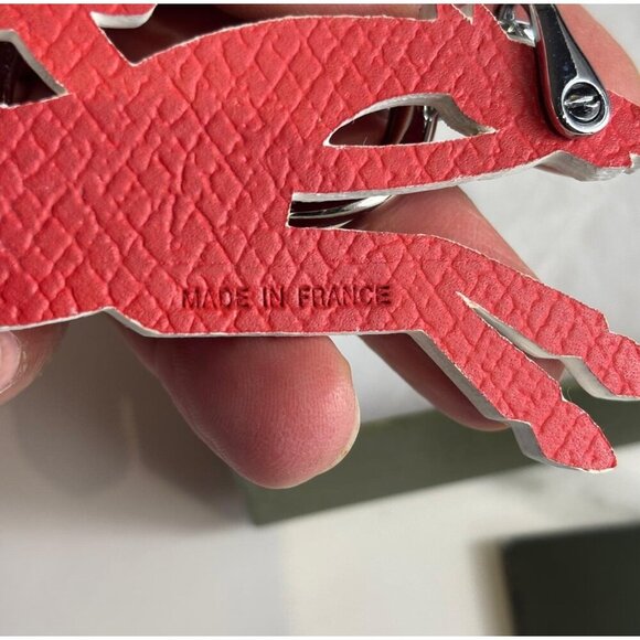Longchamp Red Horse Key Holder Leather Keychain Bag Charm Accessory New in Box - Picture 3 of 7
